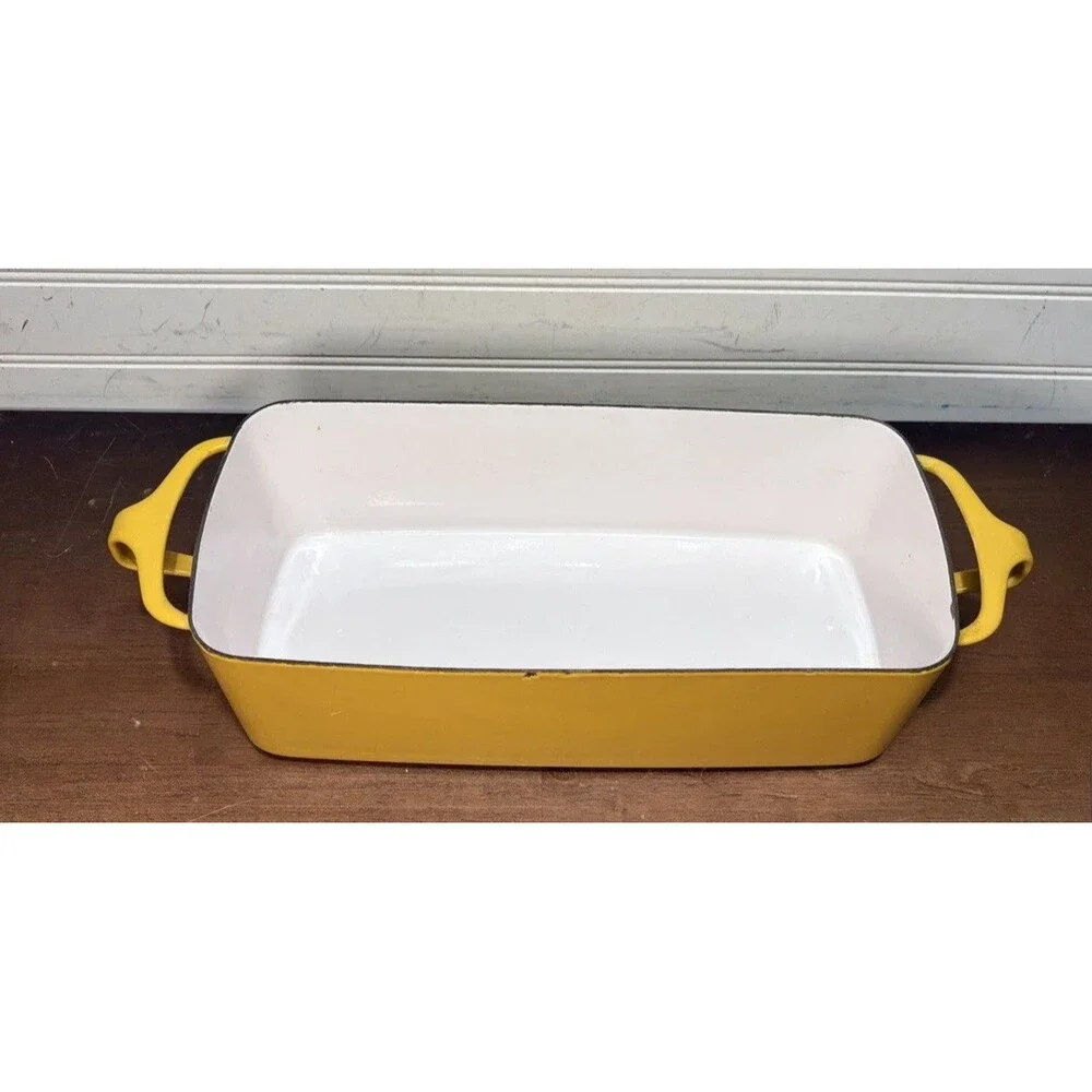 Vintage MCM Dansk Kobenstyle France Yellow Enamelware Baking Pan